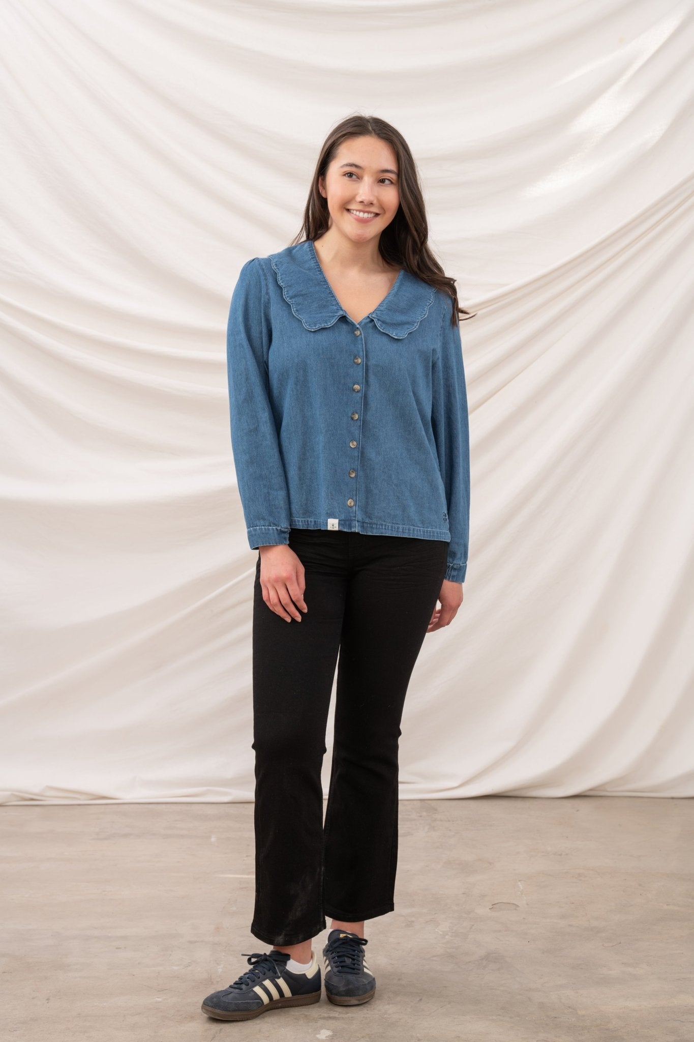 Ada Blouse - Washed Denim - Lighthouse