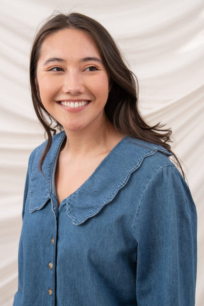 Ada Blouse - Washed Denim - Lighthouse