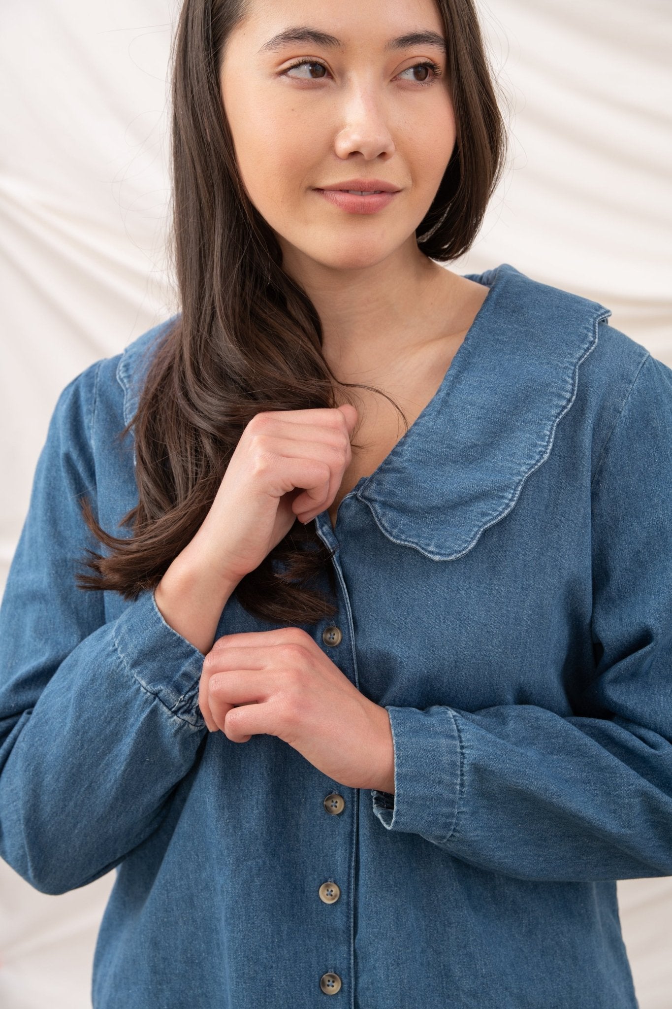 Ada Blouse - Washed Denim - Lighthouse