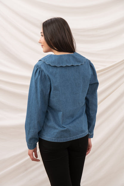 Ada Blouse - Washed Denim - Lighthouse