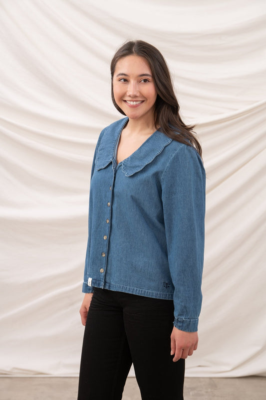 Ada Blouse - Washed Denim - Lighthouse