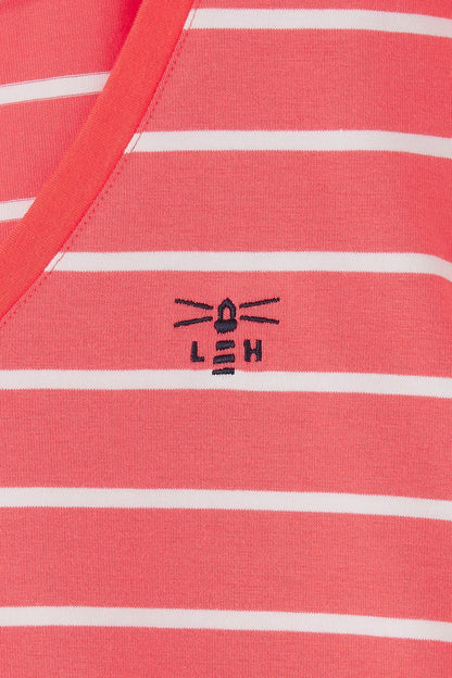 Ariana Tee - Deep Coral Stripe - Lighthouse