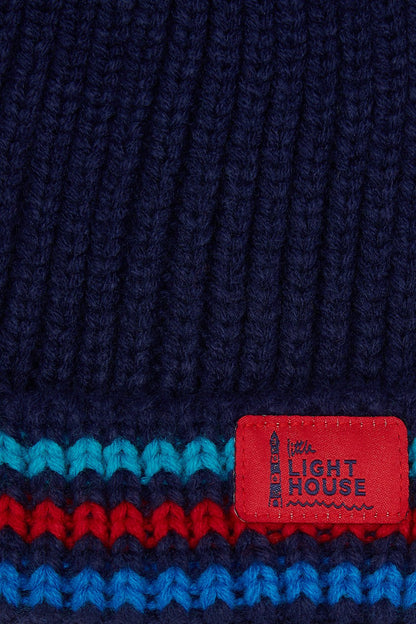 Bobbie Bobble Hat - Navy Red Blue Striped - Lighthouse