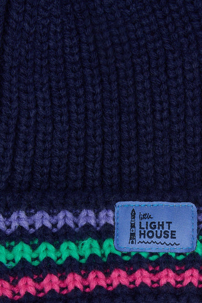 Bobbie Bobble Hat - Pink Purple Teal Striped - Lighthouse
