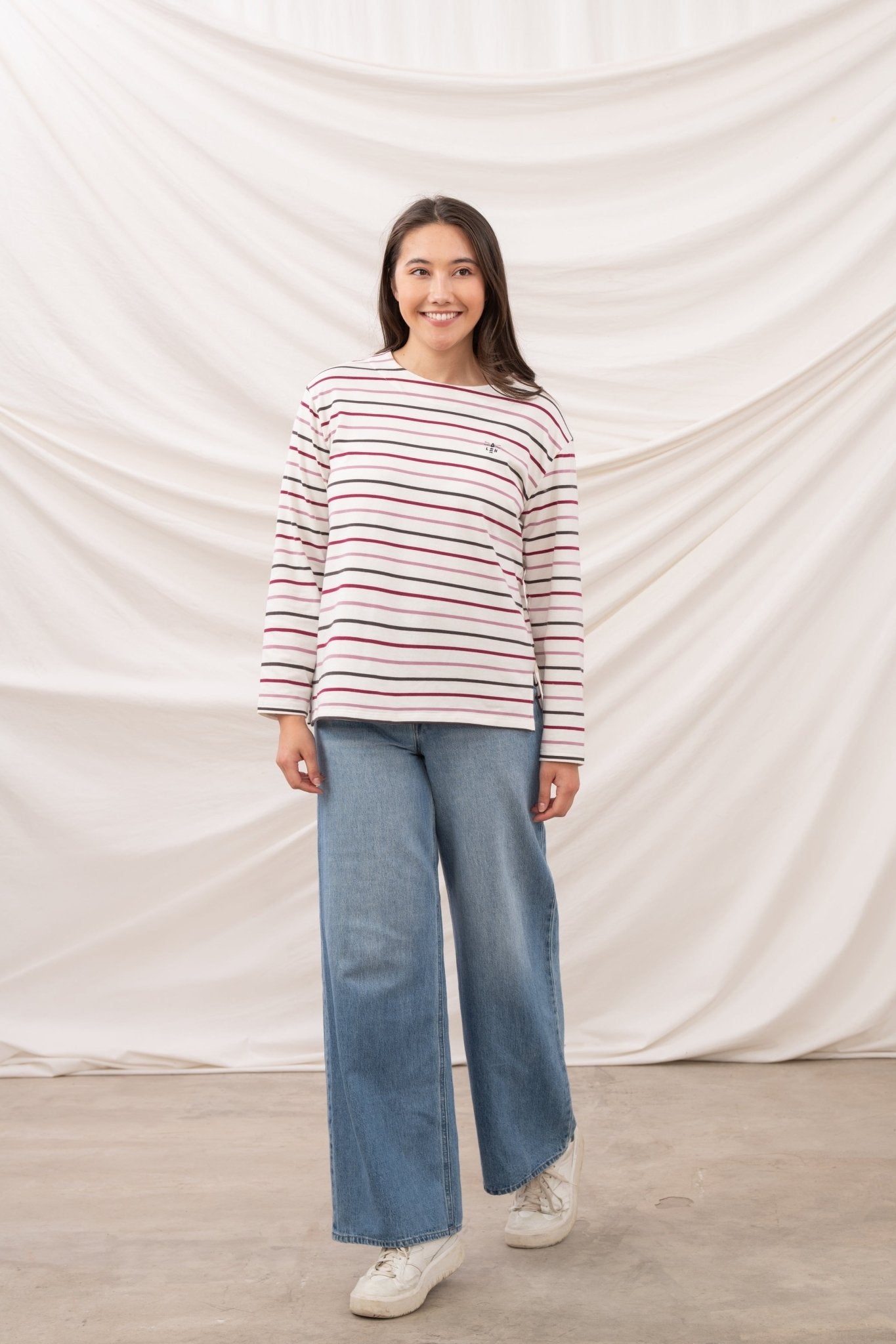 Causeway Breton Top - Cranberry Pink Stripe - Lighthouse