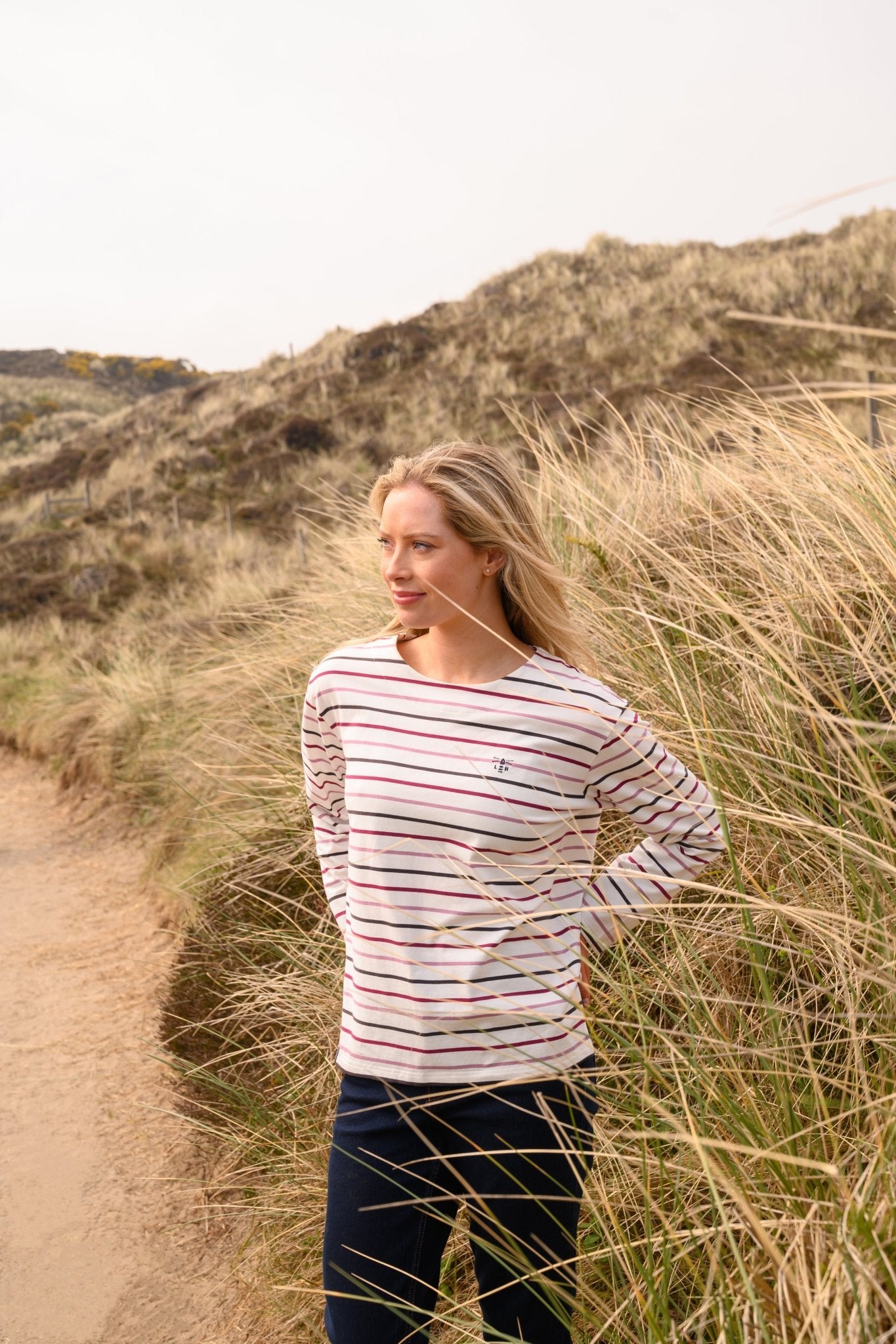 Causeway Breton Top - Cranberry Pink Stripe - Lighthouse