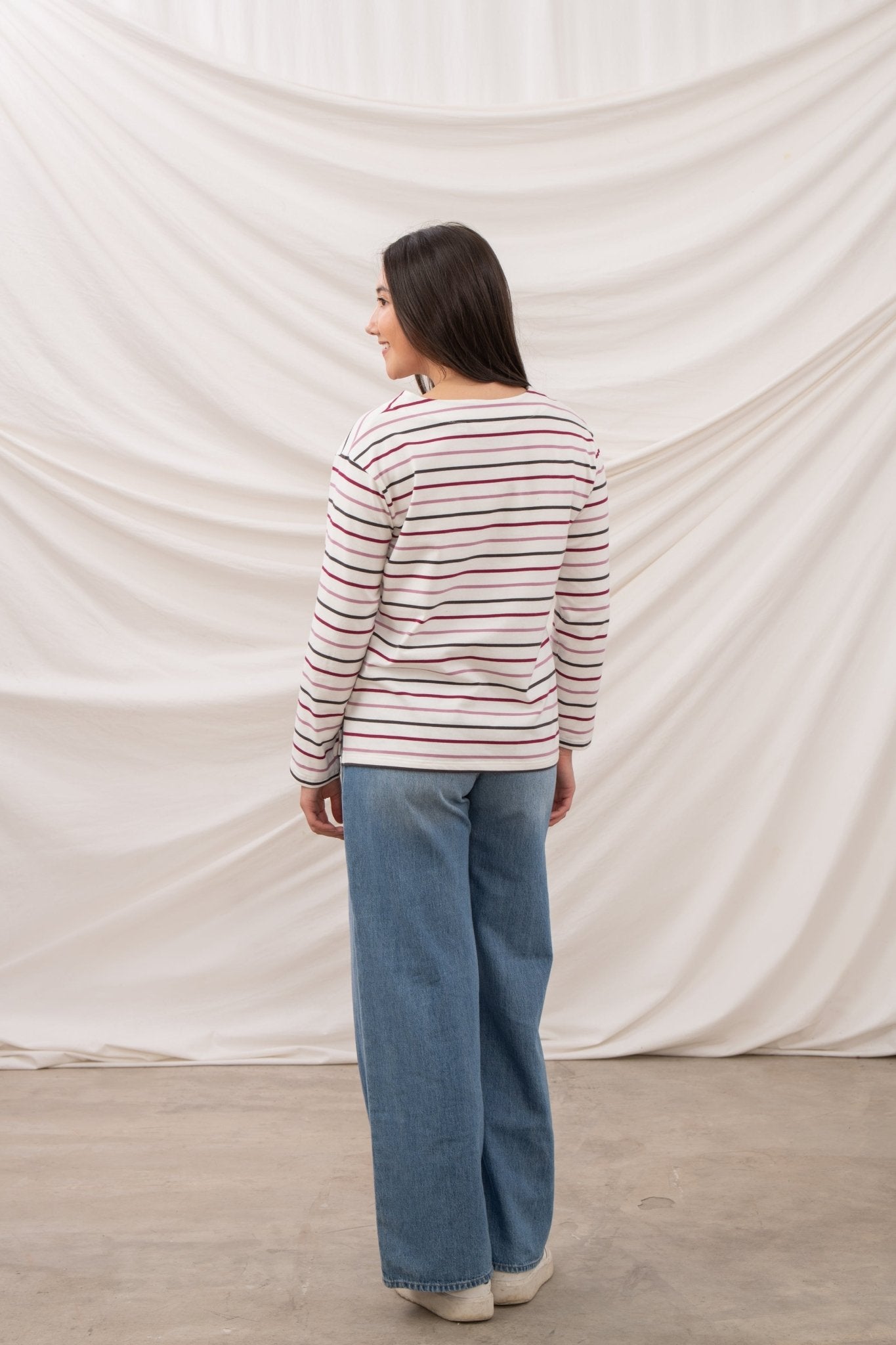 Causeway Breton Top - Cranberry Pink Stripe - Lighthouse