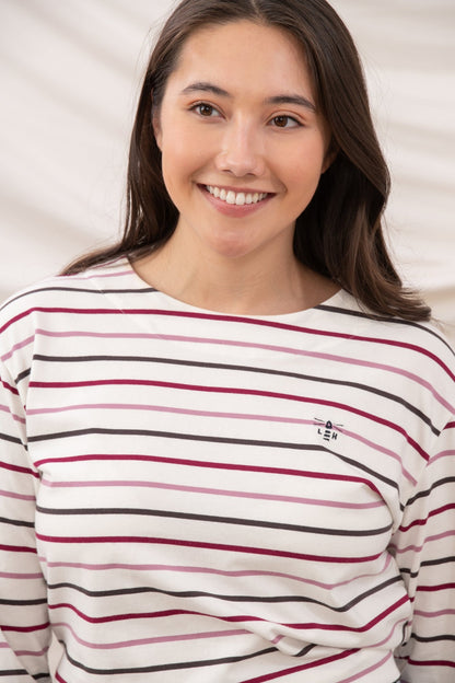 Causeway Breton Top - Cranberry Pink Stripe - Lighthouse