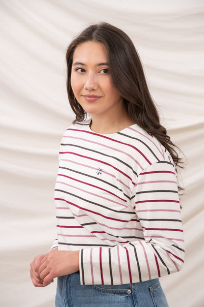 Causeway Breton Top - Cranberry Pink Stripe - Lighthouse