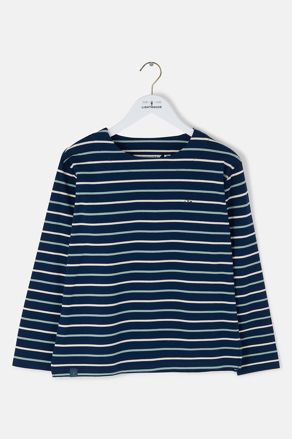 Causeway Breton Top - Navy Cream Sage Stripe - Lighthouse