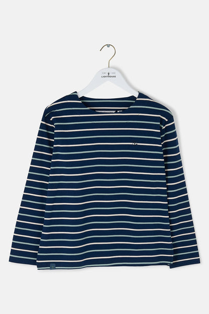 Causeway Breton Top - Navy Cream Sage Stripe - Lighthouse