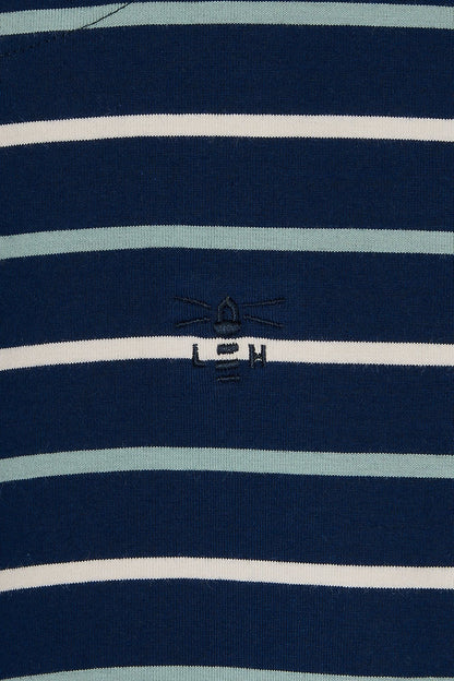 Causeway Breton Top - Navy Cream Sage Stripe - Lighthouse