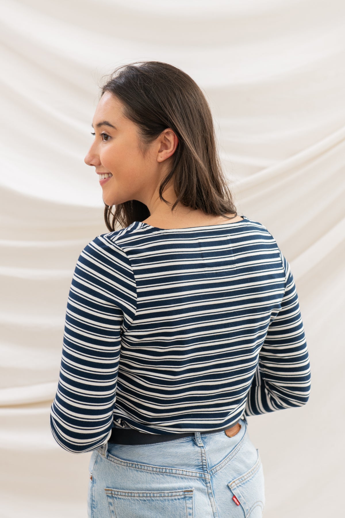 Causeway Breton Top - Navy Stripe - Lighthouse