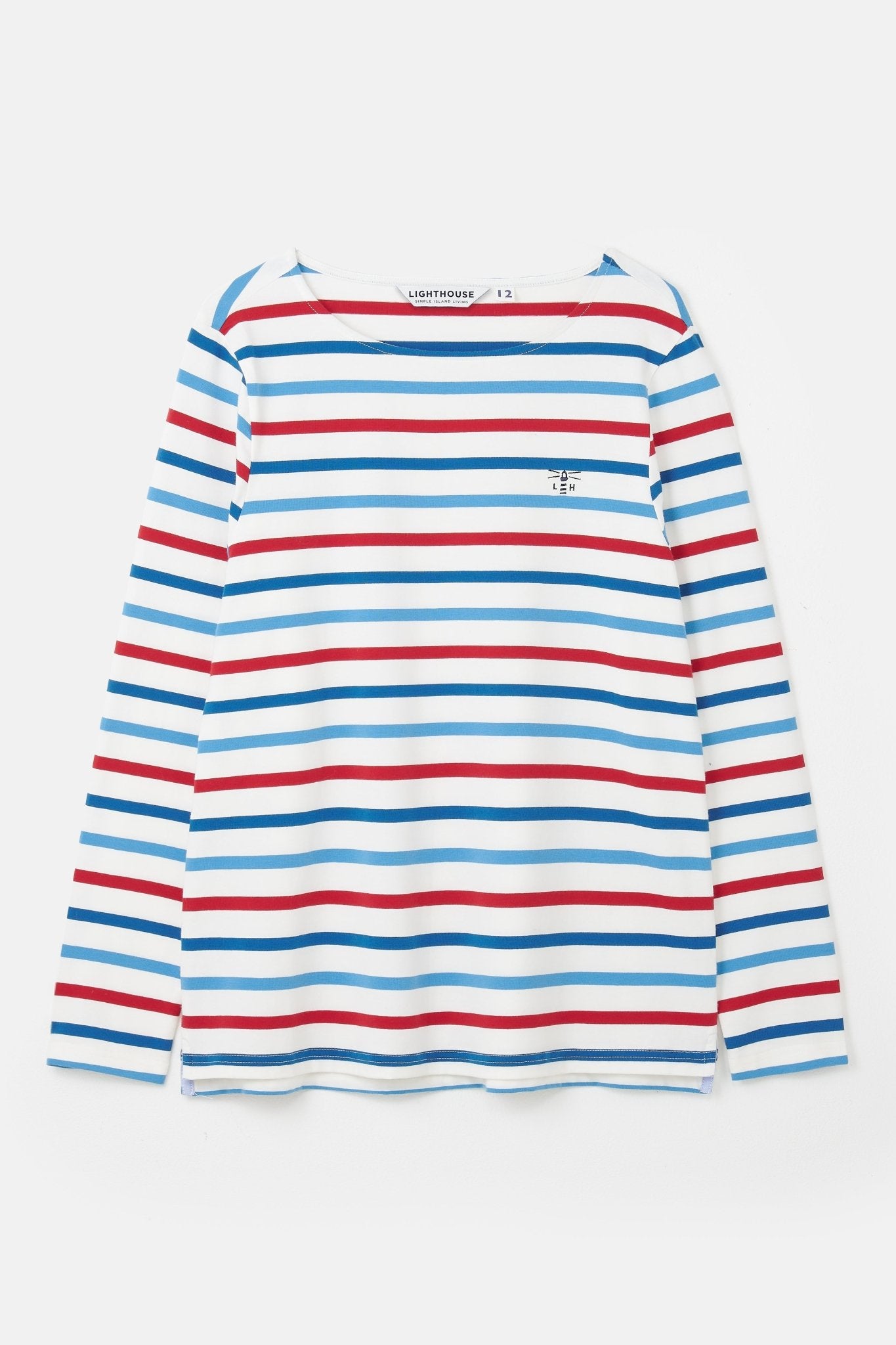 Causeway Breton Top - Red Teal Stripe - Lighthouse