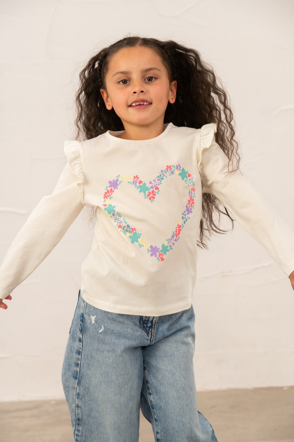 Causeway Top - Floral Heart Print - Lighthouse