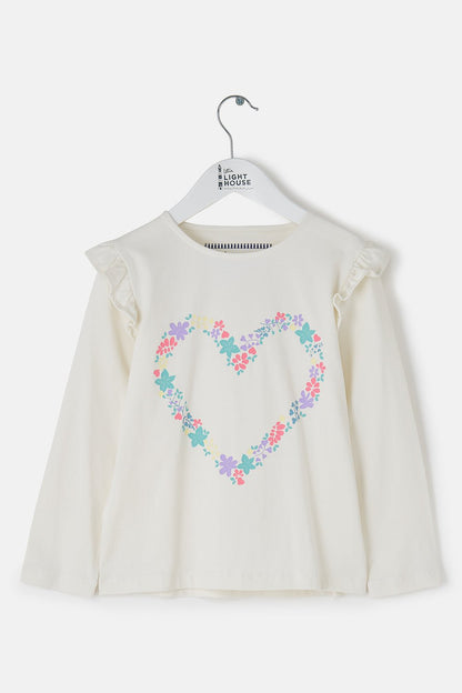 Causeway Top - Floral Heart Print - Lighthouse