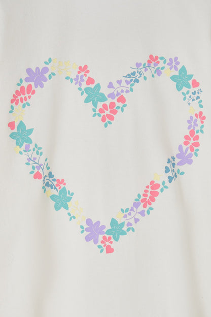 Causeway Top - Floral Heart Print - Lighthouse
