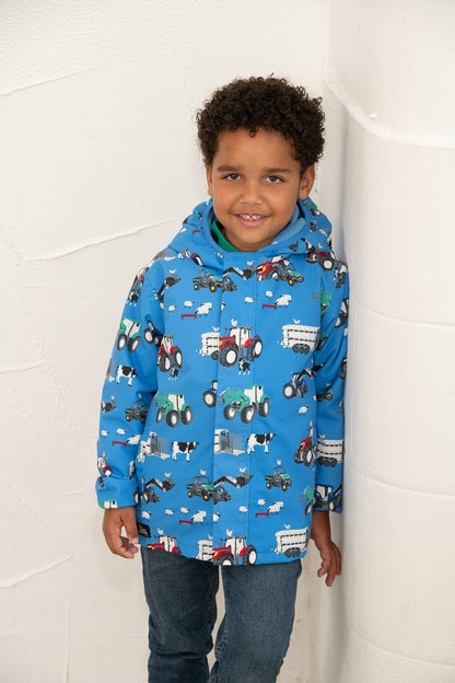 Finlay Coat - Blue Farm Print - Lighthouse