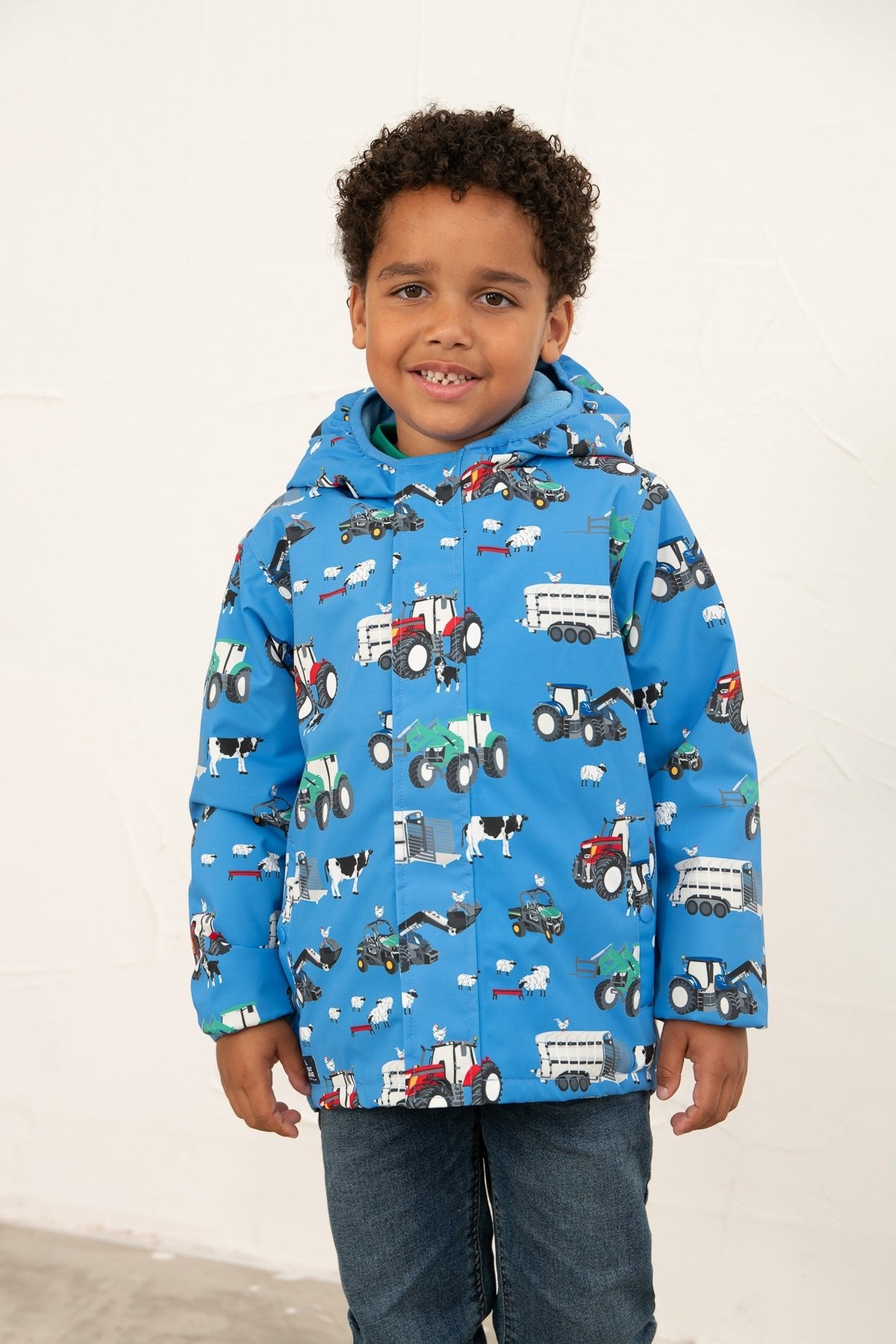 Finlay Coat - Blue Farm Print - Lighthouse