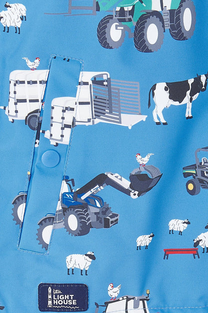 Finlay Coat - Blue Farm Print - Lighthouse