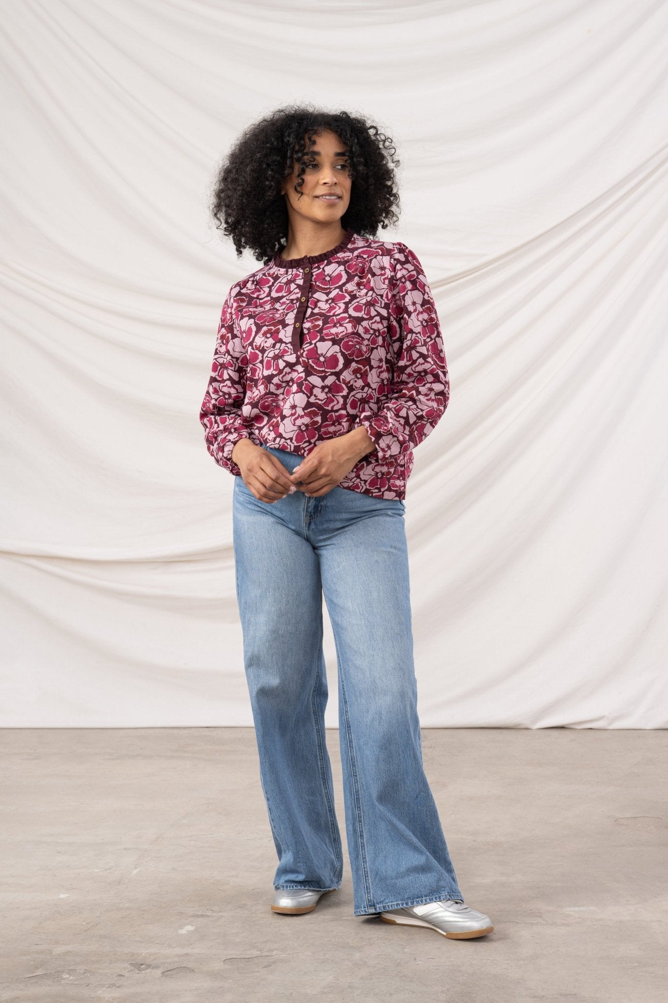 Juliette Blouse - Cranberry Floral - Lighthouse