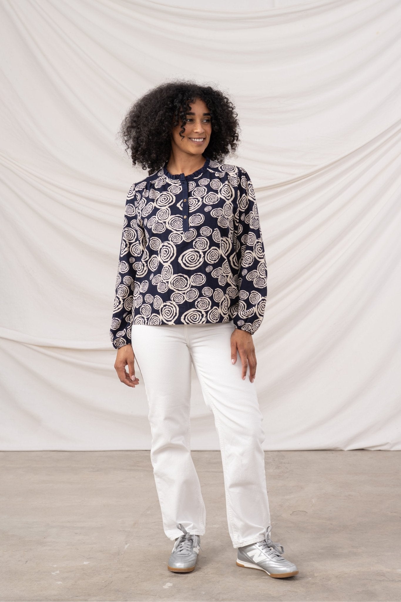 Juliette Blouse - Navy Swirl - Lighthouse