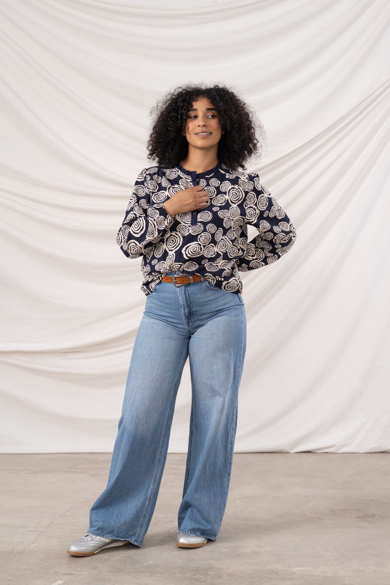 Juliette Blouse - Navy Swirl - Lighthouse