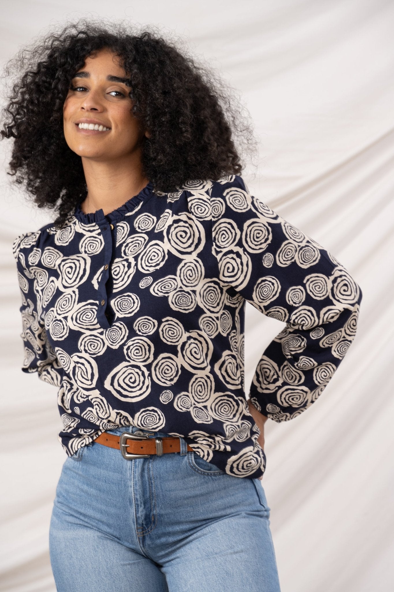 Juliette Blouse - Navy Swirl - Lighthouse