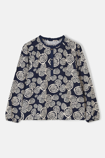 Juliette Blouse - Navy Swirl - Lighthouse