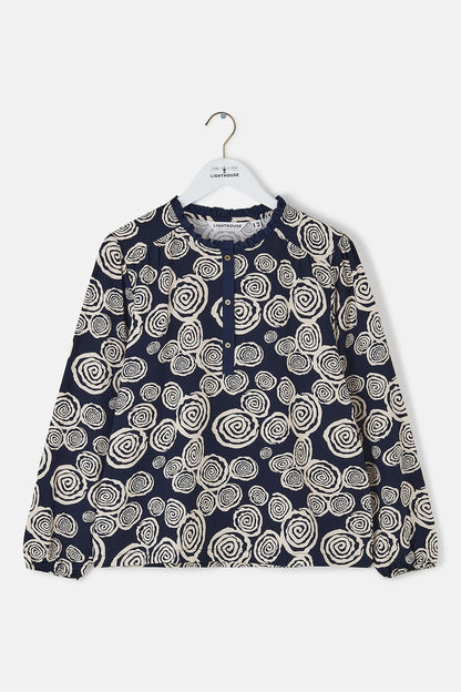 Juliette Blouse - Navy Swirl - Lighthouse
