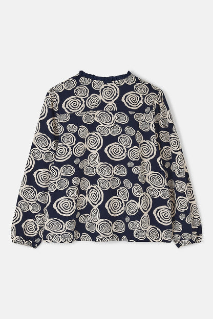 Juliette Blouse - Navy Swirl - Lighthouse