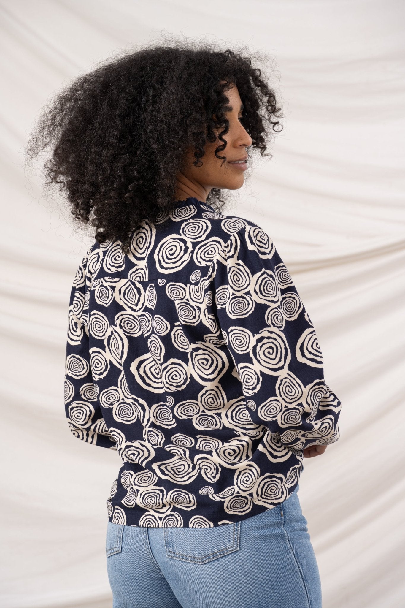 Juliette Blouse - Navy Swirl - Lighthouse