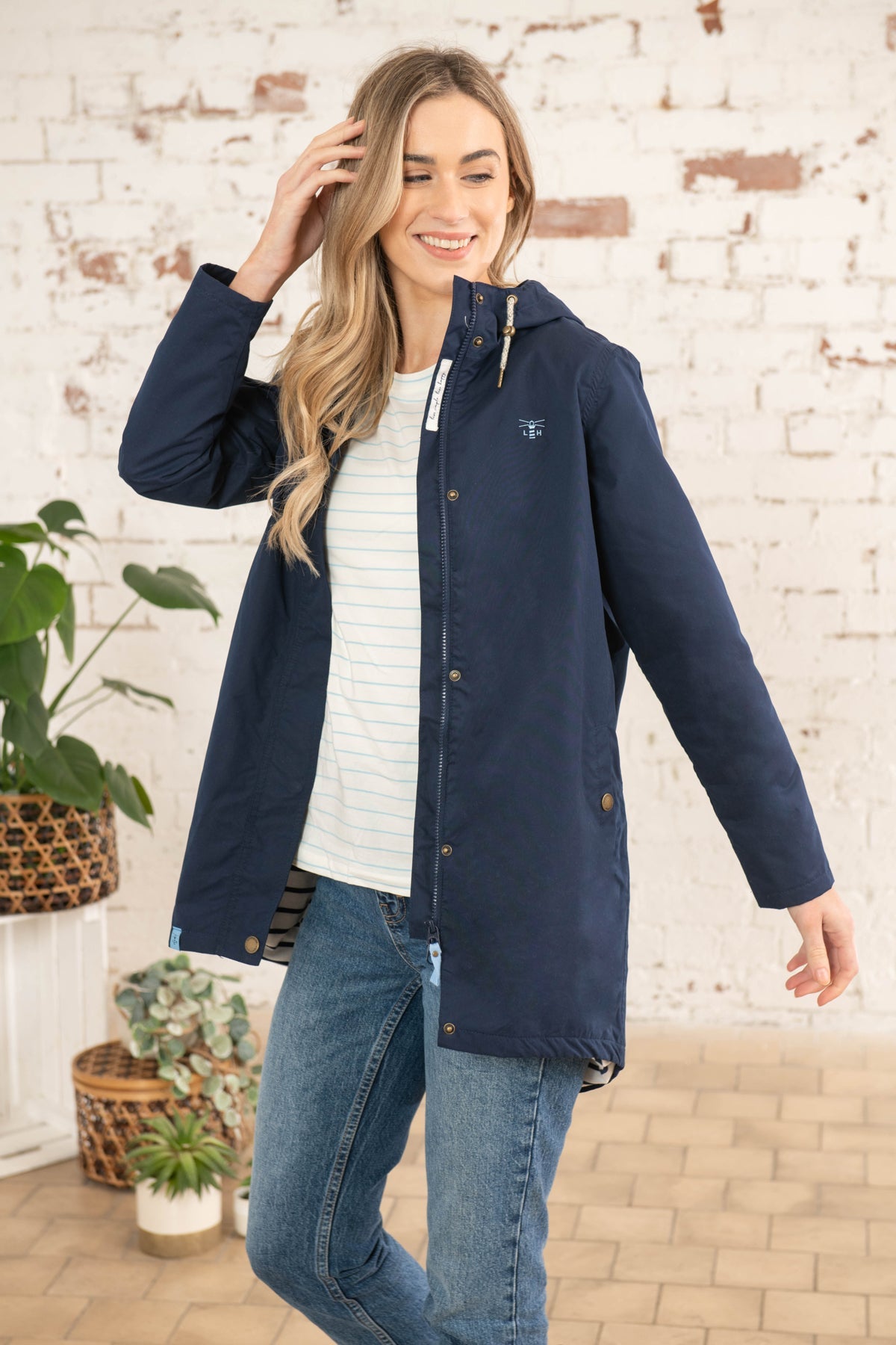 Long Beachcomber Jacket - Navy-Lighthouse