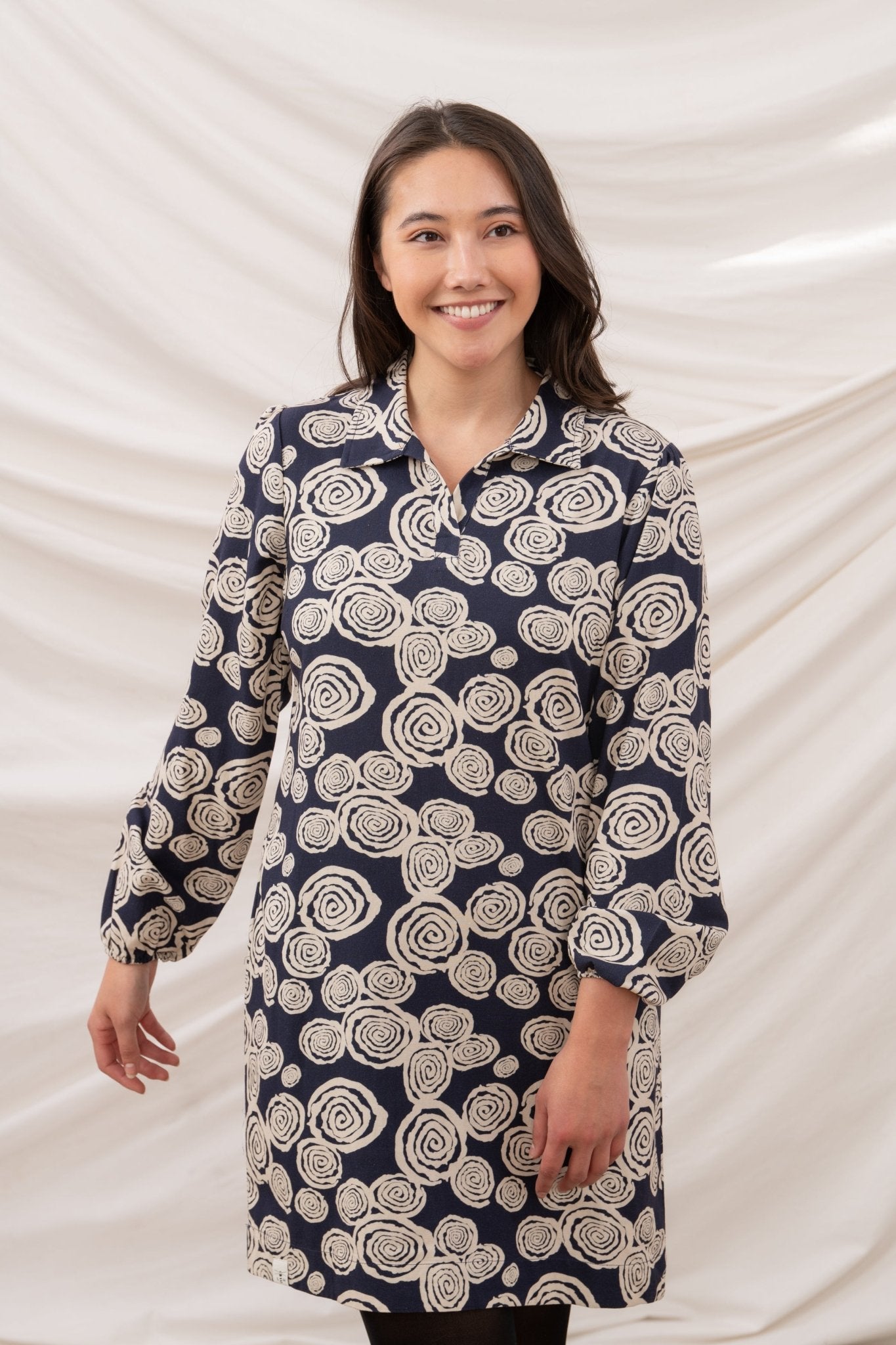 Nancy Dress - Navy Swirl - Lighthouse
