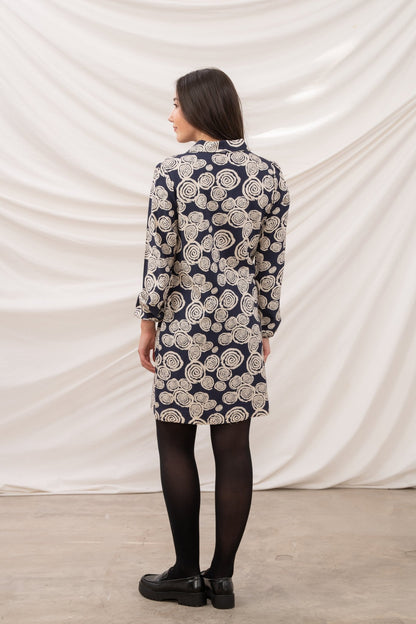 Nancy Dress - Navy Swirl - Lighthouse