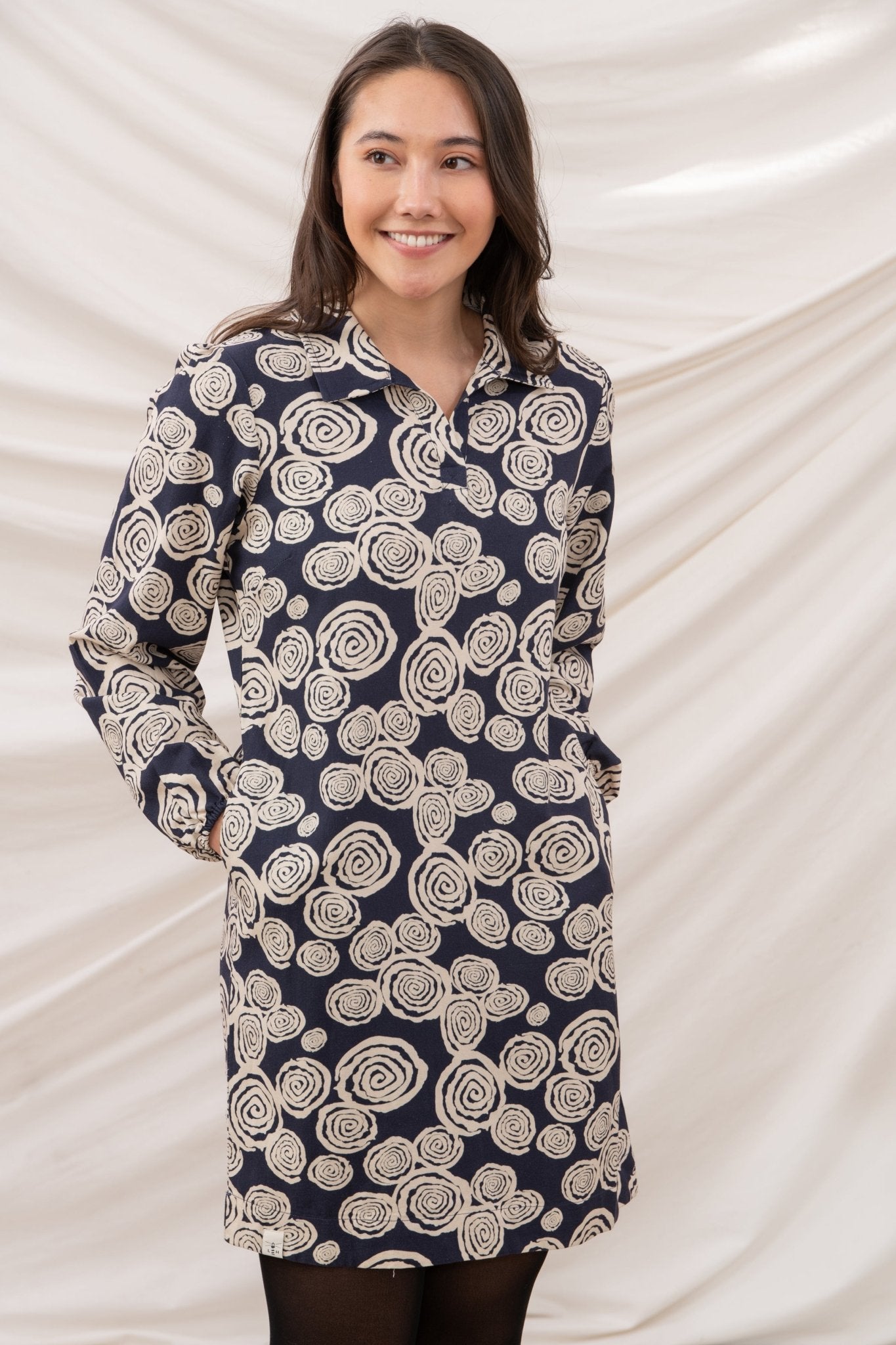 Nancy Dress - Navy Swirl - Lighthouse