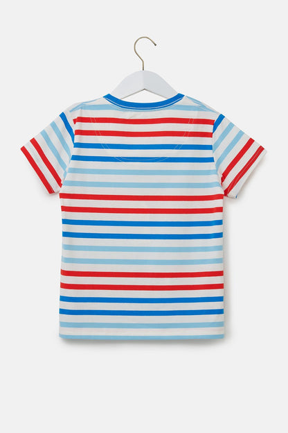 Oliver Short Sleeve Top - Red Blue Stripe Tractor - Lighthouse