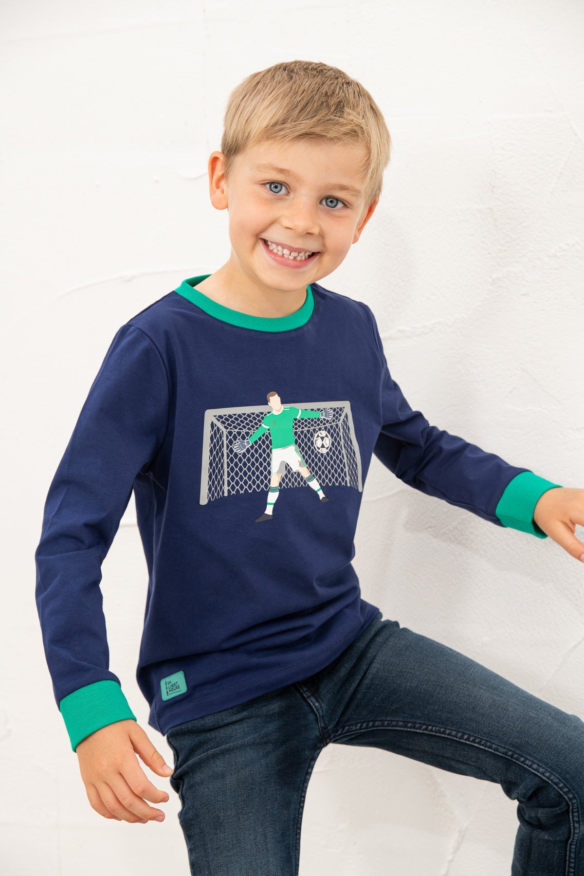 Oliver Top - Football Print - Lighthouse