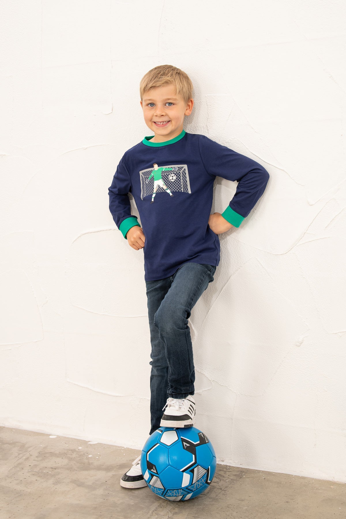 Oliver Top - Football Print - Lighthouse