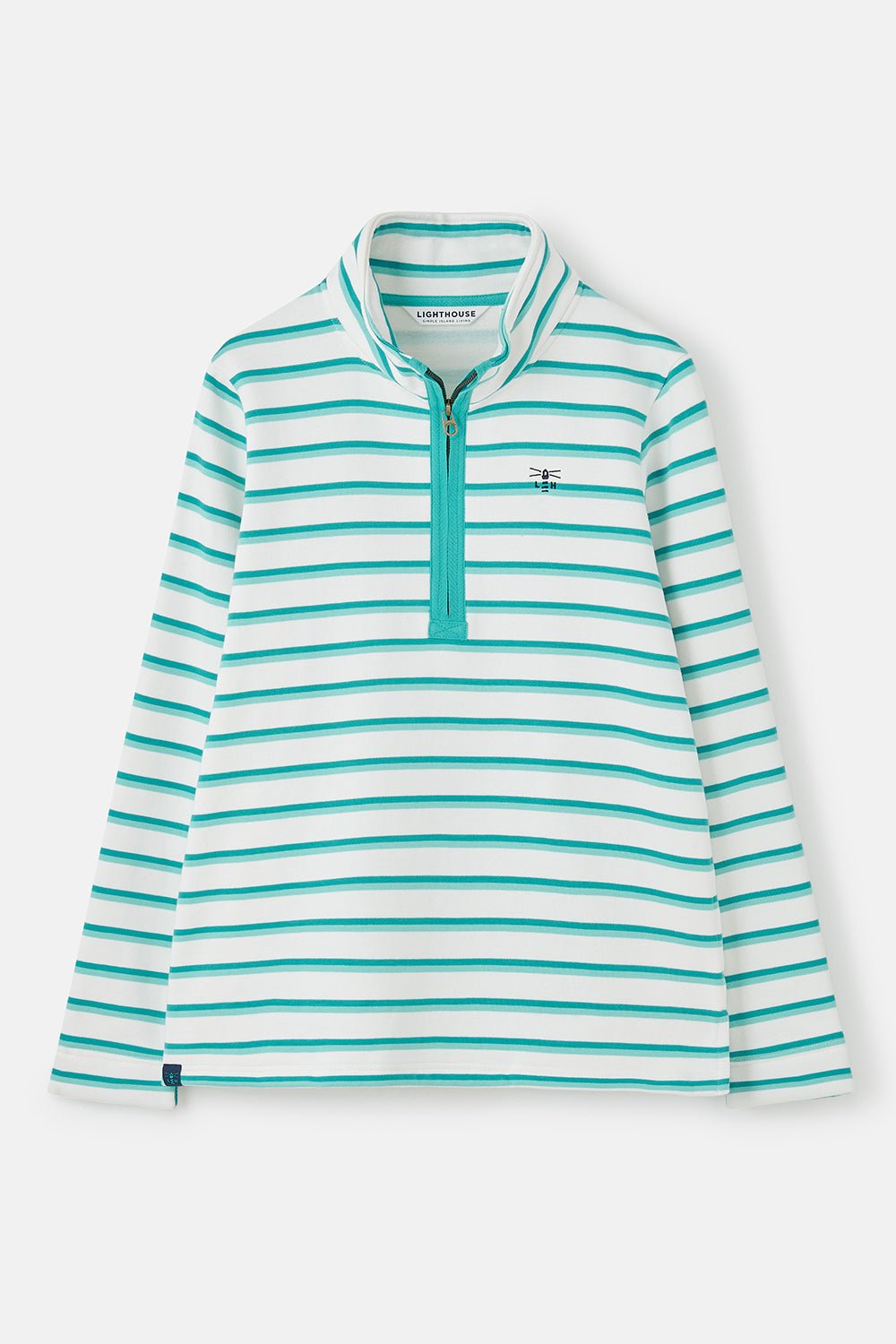 Shore Sweatshirt - Soft Teal Stripe - Lighthouse