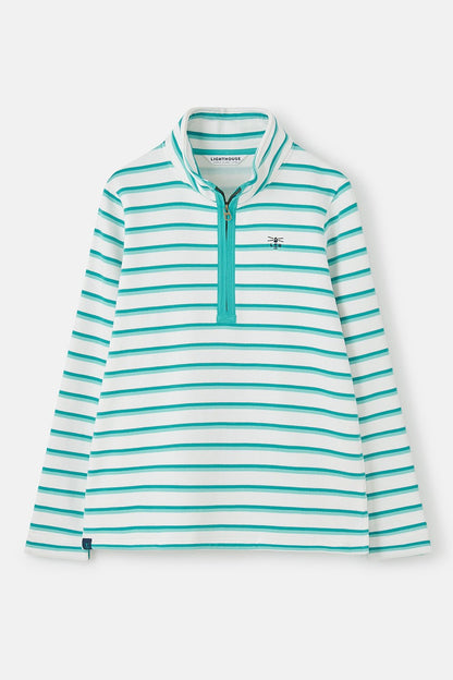 Shore Sweatshirt - Soft Teal Stripe - Lighthouse