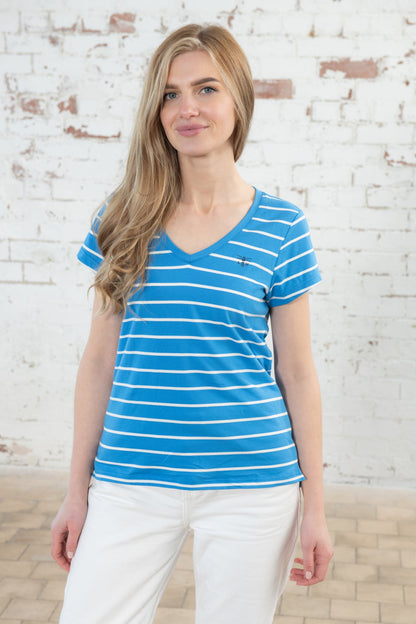 Ariana Tee - Azure Blue Stripe-Lighthouse