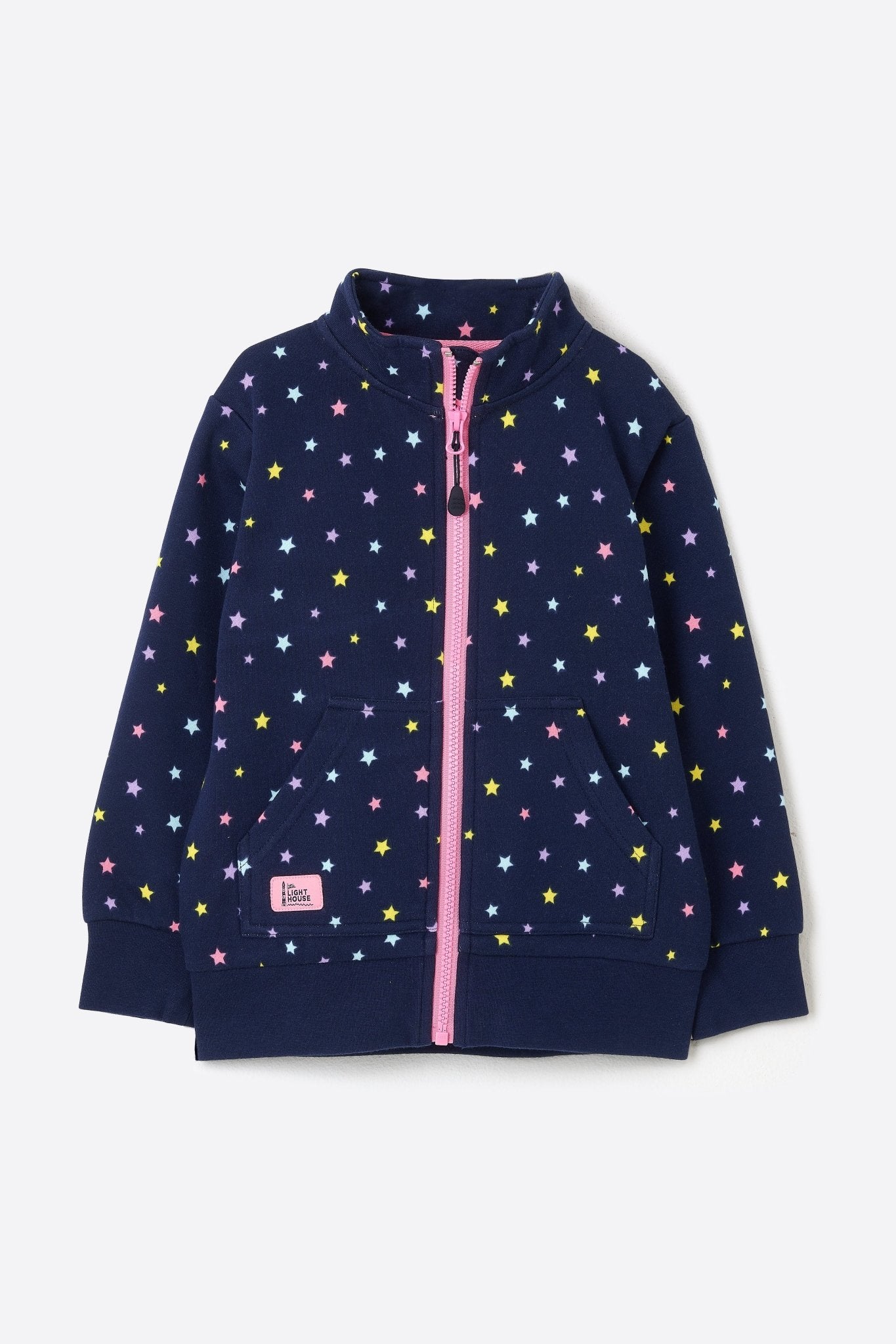 Ava Full Zip Top - Navy Star Print-Lighthouse