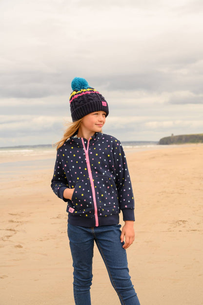 Ava Full Zip Top - Navy Star Print-Lighthouse
