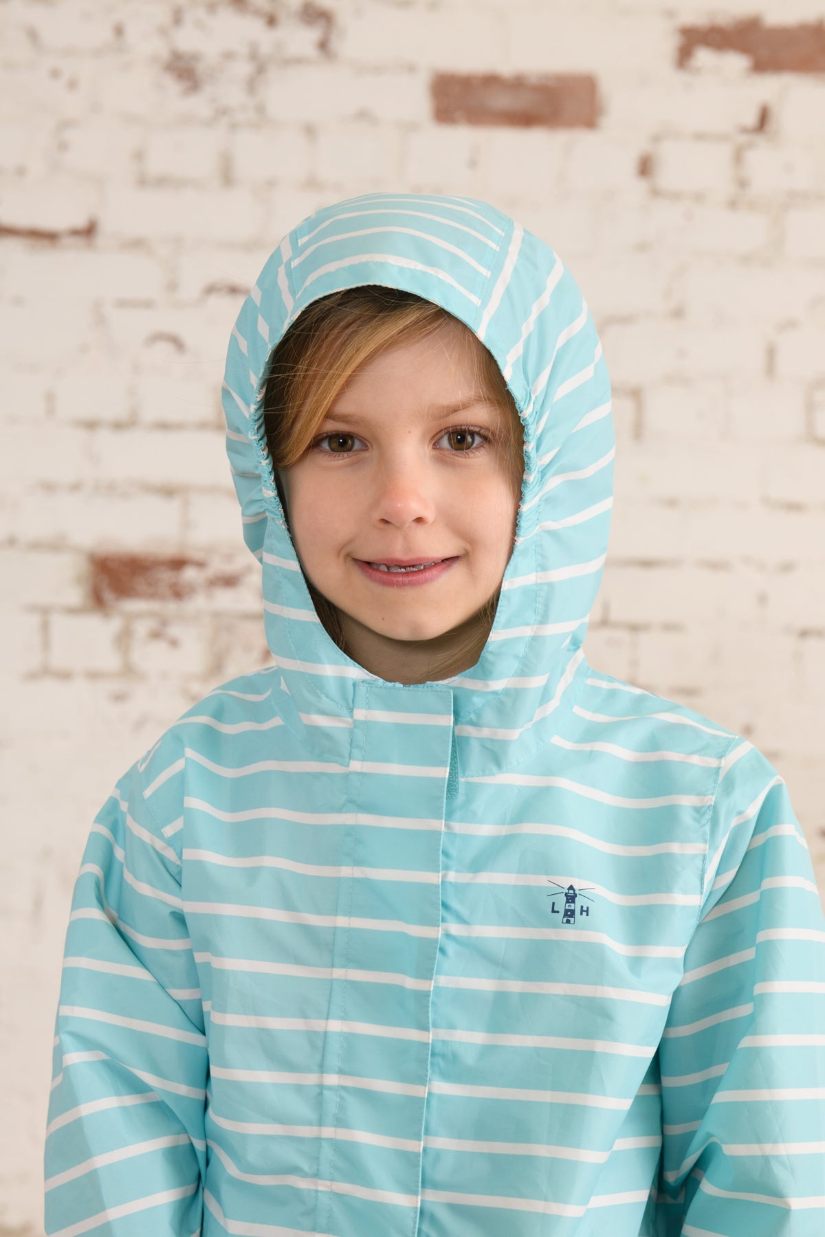 Cara Kids Rain Parka - Soft Turquoise Stripe-Lighthouse