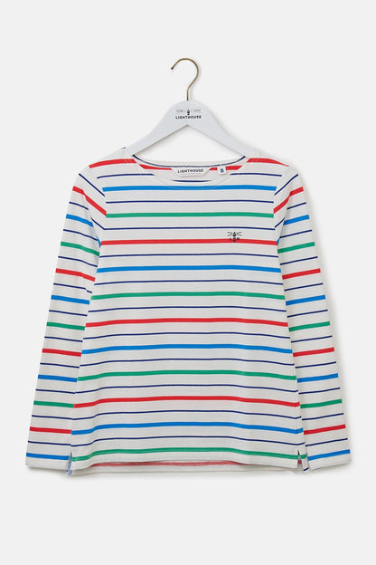 Causeway Breton Top - Seagrass Blue Poppy Stripe-Lighthouse
