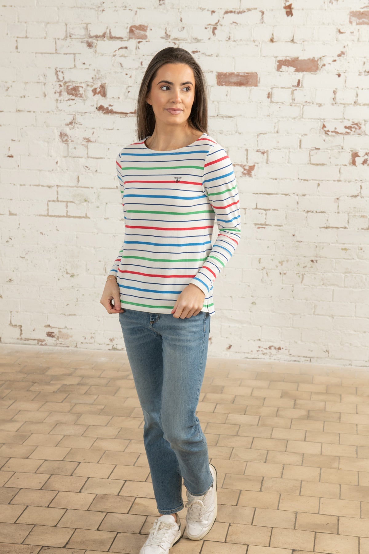 Causeway Breton Top - Seagrass Blue Poppy Stripe-Lighthouse
