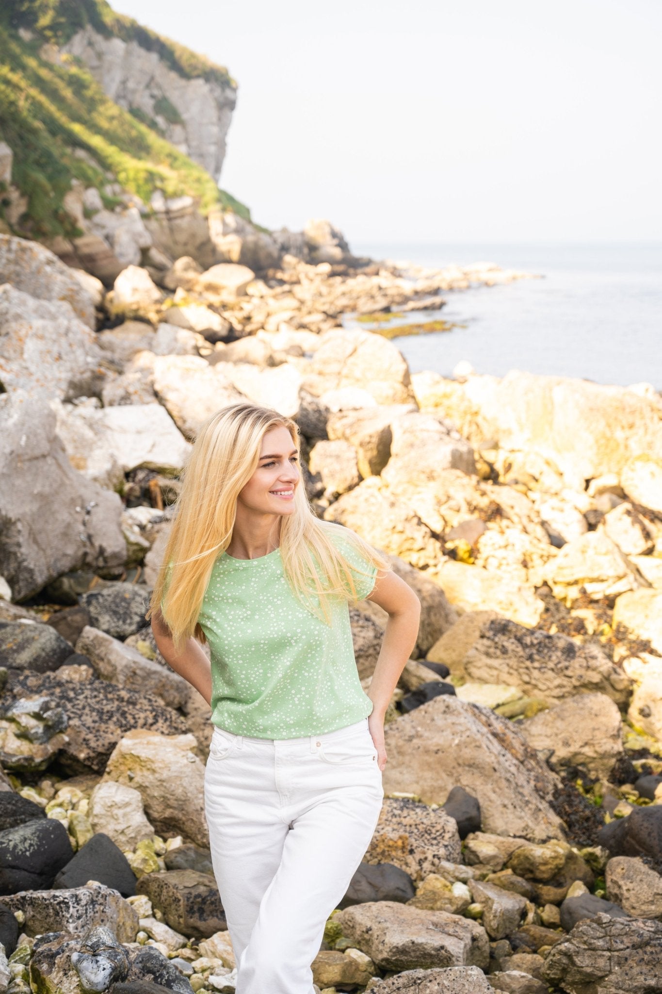 Causeway Tee - Soft Green Floral-Lighthouse