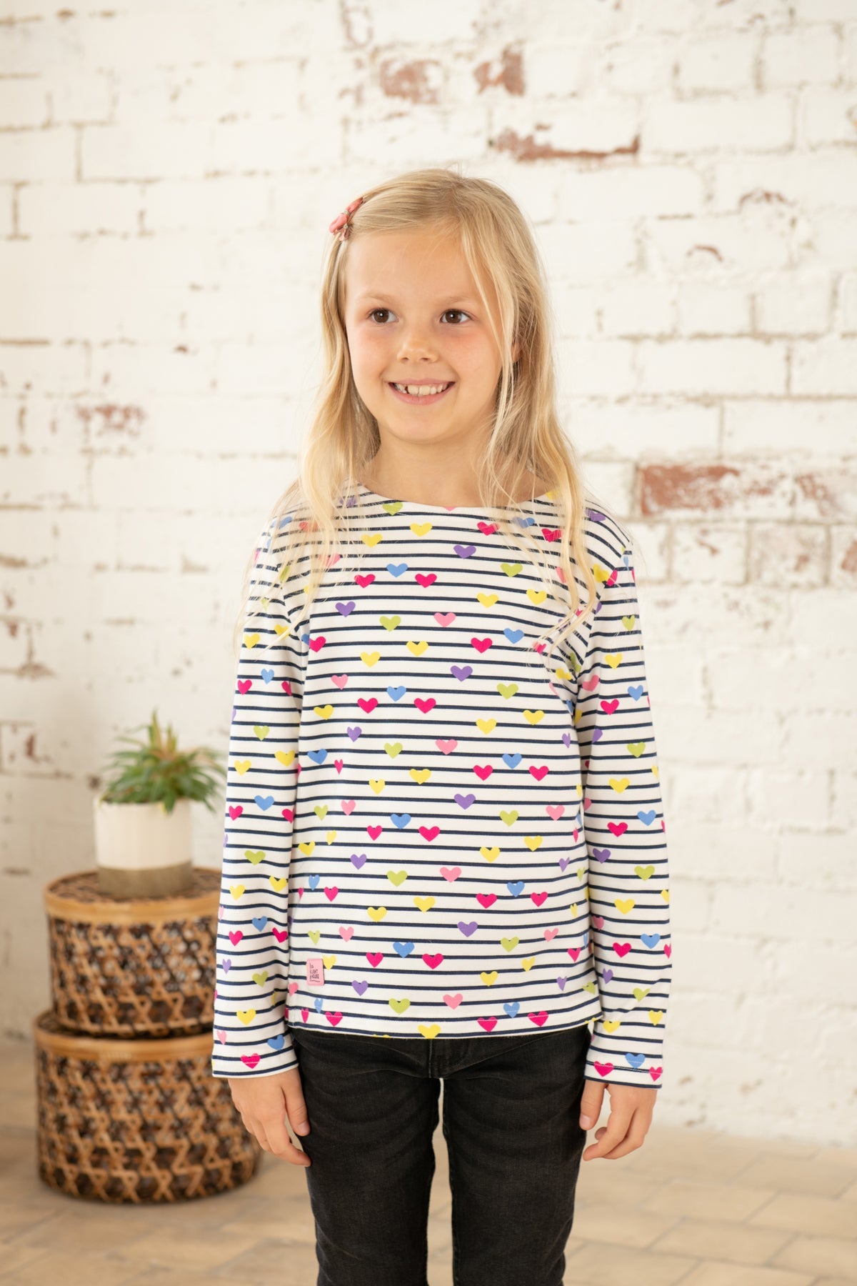 Causeway Top - Heart Print - Lighthouse