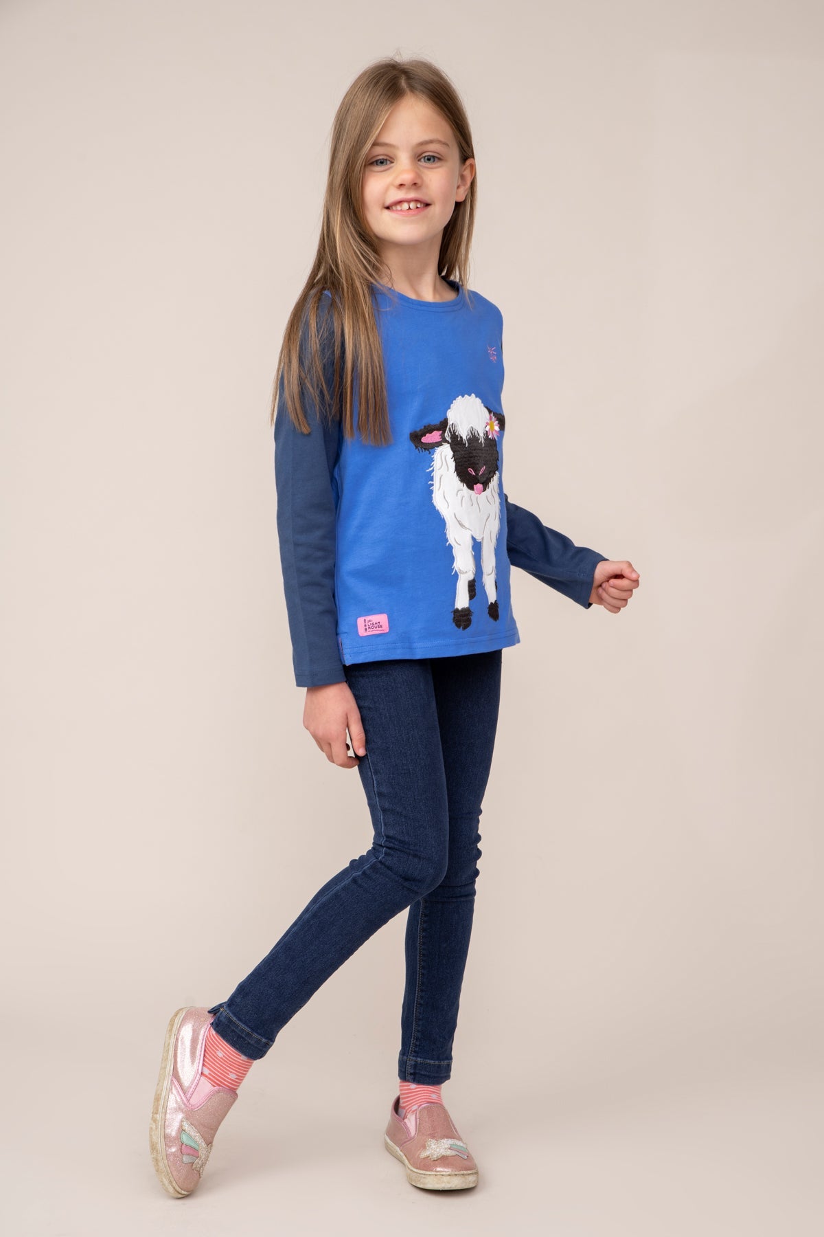 Causeway Top - Lamb Appliqué - Lighthouse